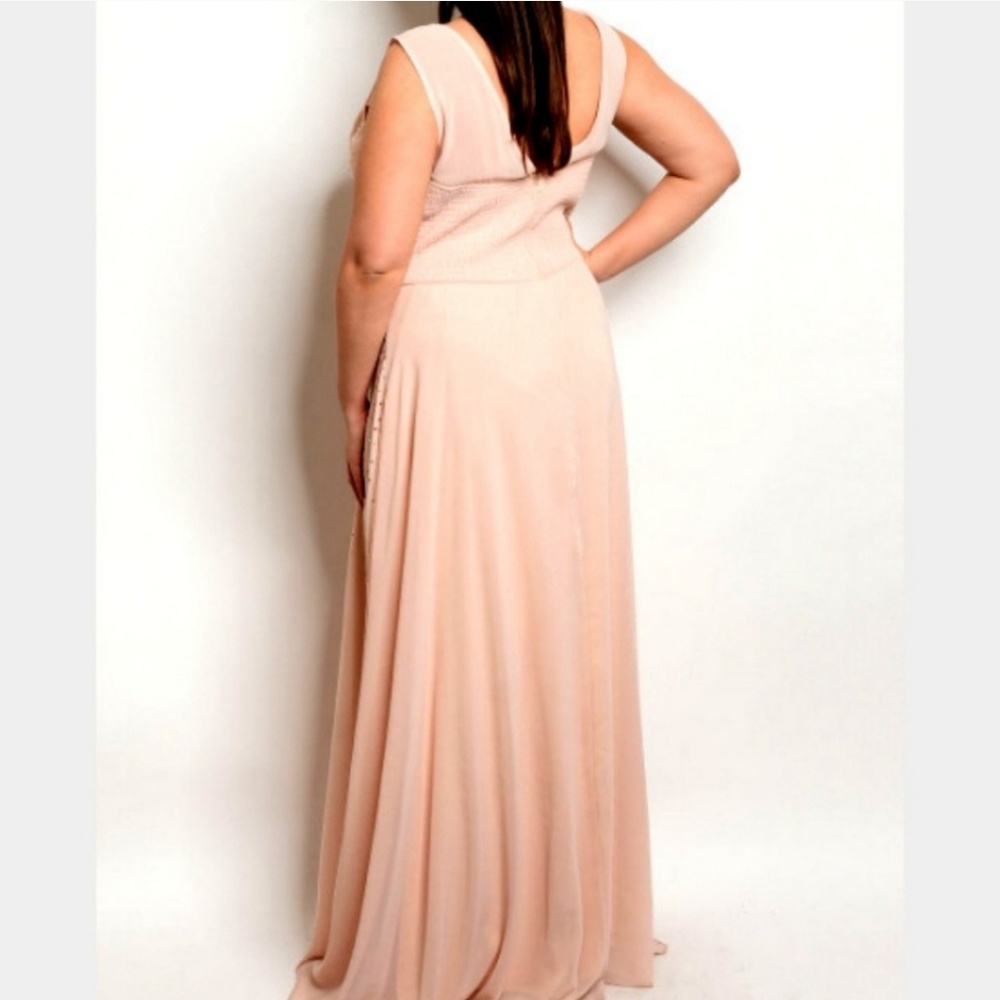 🆕Plus 1X 2X 3X Blush Pink Peach PROM Formal Dress - Picture 3 of 5